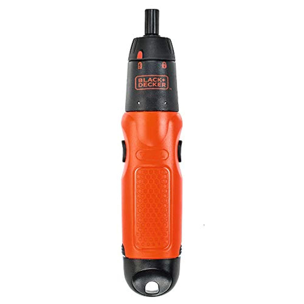 BLACK+DECKER - Tournevis Electrique A7073-XJ - 6V, 650 tr/min, Orange - 14 Embouts de Vissage, 4 Piles Alcaline AA