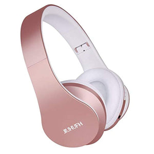 JIUHUFH Casque Bluetooth sans Fil Pliable avec Micro Intégré/Micro SD/TF/FM Radio/Lecteur MP3/Audio 3,5 mm pour iPhone Android Téléphones/Tablettes/TV/PC/Mac (Rose Gold)