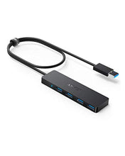 Charger l&#39;image dans la galerie, Anker Data Hub 4 Ports USB 3.0 Ultra Fin avec câble étendu de 60 cm - Hub USB 3.0 pour Macbook, Mac Pro / mini, iMac, Surface Pro, XPS, Notebook PC, clés USB, disques durs externes, etc.