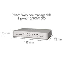 Charger l&#39;image dans la galerie, Netgear GS208-100PES Switch 8 Ports Gigabit plastique Idéal pour étendre la connectivité réseau au sein des TPE, bureaux à domicile, réseaux domestiques