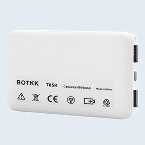 BOTKK Batterie Externe 5000mah,Power Bank 5000mah,Batterie Portable,2 x USB A 5V 2.4A, Micro USB Légère Batterie de Secours pour téléphones Mobiles - Blanc