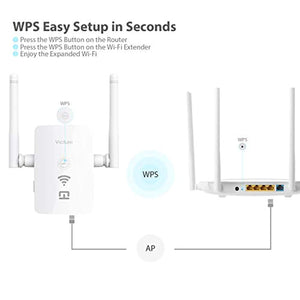 Victure Répéteur WiFi, Amplificateur Wifi, WiFi Booster, AP, 2,4 GHz, 300 Mbps, avec port Ethernet et interface d'alimentation, WPS, facile à installation, Compatible avec tous les routeurs