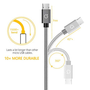 Gritin Câble Micro USB [1m+1.5m+2m / Lot de 3]- Gris Sidéral