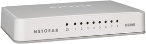 Netgear GS208-100PES Switch 8 Ports Gigabit plastique Idéal pour étendre la connectivité réseau au sein des TPE, bureaux à domicile, réseaux domestiques