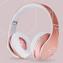 Charger l&#39;image dans la galerie, PowerLocus Casque Bluetooth sans Fil, Casque Audio stéréo Pliable sans Fil et Filaire avec Micro intégré, Micro SD/TF, FM pour iPhone/Wiko/Samsung/iPad/PC (Or Rose)