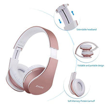 Charger l&#39;image dans la galerie, JIUHUFH Casque Bluetooth sans Fil Pliable avec Micro Intégré/Micro SD/TF/FM Radio/Lecteur MP3/Audio 3,5 mm pour iPhone Android Téléphones/Tablettes/TV/PC/Mac (Rose Gold)