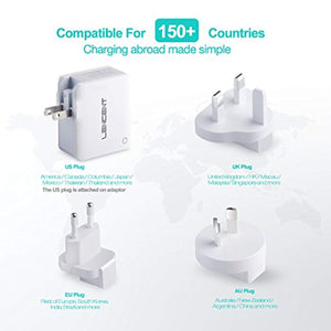 Chargeur Multiprise USB - LENCENT - 4 Ports Prise USB 5V/4.4A - Adaptateur Prise Anglaise - Europe - US - Australie -Technologie Smart IC - iPhone - iPad