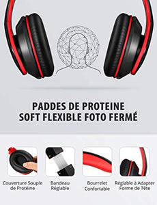 Mpow 059 Casque Bluetooth avec Micro,Pliable Casque Bluetooth CVC 6.0 Appel Mains Libres,Casque Audio Hi-FI,Casque sans Fil＆Mode Filaire avec Étui Portable pour Téléphones/Tablette/PC Cours en Ligne