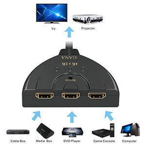 Multiprise HDMI - 4k -3 Ports - 1080P - 3D Pour Xbox - PS3 - PS4 - Roku Fire - TV Blue-Ray - DVD