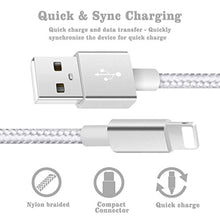 Charger l&#39;image dans la galerie, Câble Phone【Certifié_MFi】 3Pack 1m+2m+3m Tressé Nylon Câble avec Garantie de 1 an pour Phone 11/XS Max/XR/XS/X/ 8/7 Plus/ 6 Plus/ 6S/ 5S/ Se, Pad Air 2 et Plus (Argenté)