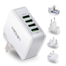 Charger l&#39;image dans la galerie, Chargeur Multiprise USB - LENCENT - 4 Ports Prise USB 5V/4.4A - Adaptateur Prise Anglaise - Europe - US - Australie -Technologie Smart IC - iPhone - iPad