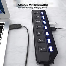 Charger l&#39;image dans la galerie, Likorlove Hub USB 3.0, USB Données répartiteur, [Plug &amp; Play], individuels Interrupteur d&#39;alimentation et LED pour iPhone iPad Samsung Windows Mac Surface pour Ordinateur Portable PC (7 Port)