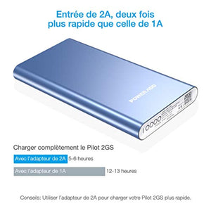 Batterie externe - POWERADD - 10000mAh - Power Bank - 2 ports USB - Bleu