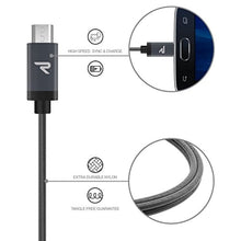 Charger l&#39;image dans la galerie, Rampow Câble Micro USB 2m en Nylon Tressé 2.4A - Garantie à Vie - Câble Chargeur Samsung S7/S7 Edge/S6/J3 J5 J6 J7 2016 2017, Huawei, Honor, Téléphone Android, Manette PS4 - Gris Sidéral