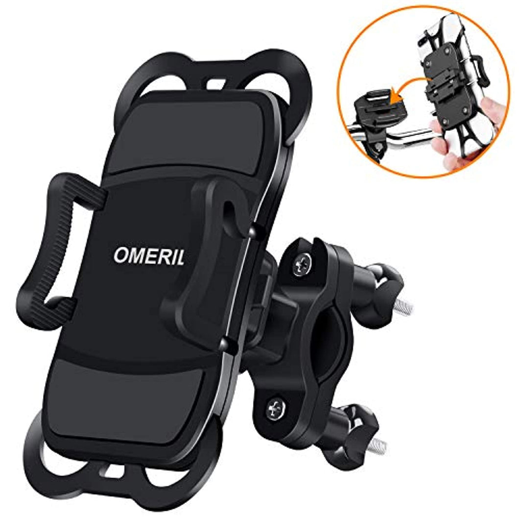 OMERIL Support Téléphone Vélo Moto, Support Vélo du Guidon avec Sangle en Silicone Anti-Vibrations Rotation 360 ° pour 3,5 à 6,3 Pouces GPS/iPhone X/8/8 Plus,Samsung Galaxy S9 Plus/S9/S8/Xiaomi etc