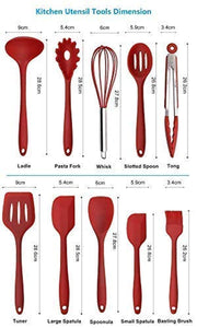 Ensemble d'ustensiles de cuisine en silicone de 10 pièces - spatules, cuillères et tournevis,