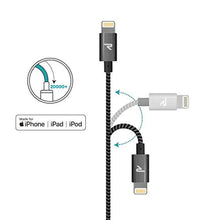 Charger l&#39;image dans la galerie, RAMPOW Câble pour iPhone [Certifié Apple MFi] en Fibre de Nylon Tressé avec Connecteur Ultra Résistant pour iPhone 11/11 Pro/X/XS/XR/8/8 Plus/7/7 Plus/6s/6s Plus/6/6 Plus, etc - 1m/3.3ft - Gris Foncé