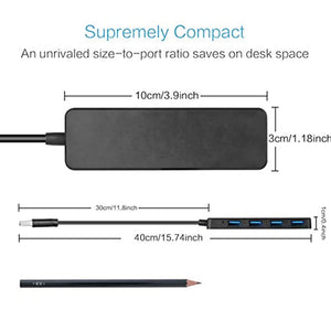 Yizhet Hub USB Data Hub 4 Ports USB 3.0 Portable Multi Hub avec Câble de 30MM Compatible pour Macbook/Mac Pro/Mini/iMac/Surface Pro/XPS/Notebook PC, Plug-et-Play