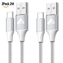 Charger l&#39;image dans la galerie, Câble USB C (2M+2M,Lot de 2) Charge Rapide Nylon Tressé Chargeur Type C pour Samsung S8 S9 S10 A20e A30 A40 A50 A70, Câble Chargeur pour Xiaomi A1 A2 8 9 9T 10,Redmi Note 8,Huawei P9 P20 Lite P30 P10