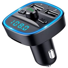 Charger l&#39;image dans la galerie, Bovon Transmetteur FM Bluetooth, Bluetooth Lecteur MP3 Adaptateur Radio sans Fil Kit Émetteur FM Voiture Chargeur avec Dual USB (Noir)