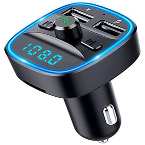 Bovon Transmetteur FM Bluetooth, Bluetooth Lecteur MP3 Adaptateur Radio sans Fil Kit Émetteur FM Voiture Chargeur avec Dual USB (Noir)