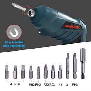 Mini Tournevis Sans Fil, HANMATEK ES1 12V, Batterie Li-Ion 1.3Ah avec Indicateur de Batterie, 2 Sens de rotation, Lumière 2 LED, Câble de charge USB, Idéal pour serrer et desserrer les vis