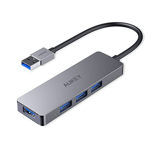 AUKEY Hub USB 3.0 4 Ports Ultra Slim Extra Lumière en Aluminium Hub USB pour MacBook Air, Mac Pro/Mini, Microsoft Surface Pro, Dell XPS 15 et Autres Appareils USB