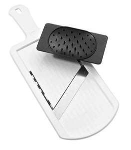 Fackelmann 45331 Mandoline réglable, mandoline manuelle, mandoline, tranche légumes, mandoline pour légumes, Acier Inoxydable, Plastique, Blanc, Noir, 32 x 12 x 1,5 cm