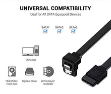 Charger l&#39;image dans la galerie, KUYiA Câble SATA III, 35 cm angle droit Loquet de Verrouillage, 6 Gbps Rapide Vitesse pour SSD HDD CD DVD, Compatible jusqu&#39;à Serial ATA/ 600