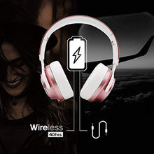 Charger l&#39;image dans la galerie, PowerLocus Casque Bluetooth sans Fil, [Bluetooth 5.0,40H de Jeu] Casque Audio stéréo sans-Fil ou Filaire avec Micro et Basses Profondes, Casque pour iOS/Android/Ordinateur Portable/PC/TV(Or Rose)