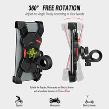 Charger l&#39;image dans la galerie, Grefay Support de Vélo Moto Téléphone Guidon de Vélo Moto Berceau Collier avec Rotation 360 pour 3,5 à 6,5 Pouces GPS pour Smartphones Autres Appareils (Black-1)