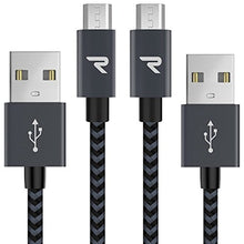 Charger l&#39;image dans la galerie, Câble Micro USB [1m/Lot de 2] Charge Rapide 2.4A - RAMPOW Câble USB en Nylon Tressé pour Samsung, Huawei, LG, Sony, Xiaomi Redmi Note 5 6 Pro, Wiko Lenny Jerry 2 3, etc - Gris Foncé