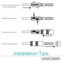 Charger l&#39;image dans la galerie, Fiches Bananes - FosPower -  câble enceintes - hauts parleurs -