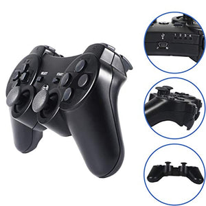 Manette PS3, Sefitopher Manette sans fil pour Playstation 3 Bluetooth Manette avec Double Vibration Six Axes Télécommande, Câble de Recharge