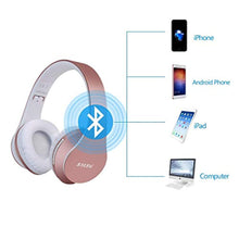 Charger l&#39;image dans la galerie, JIUHUFH Casque Bluetooth sans Fil Pliable avec Micro Intégré/Micro SD/TF/FM Radio/Lecteur MP3/Audio 3,5 mm pour iPhone Android Téléphones/Tablettes/TV/PC/Mac (Rose Gold)