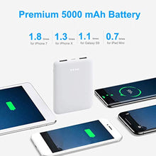 Charger l&#39;image dans la galerie, BOTKK Batterie Externe 5000mah,Power Bank 5000mah,Batterie Portable,2 x USB A 5V 2.4A, Micro USB Légère Batterie de Secours pour téléphones Mobiles - Blanc