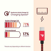 Charger l&#39;image dans la galerie, RAMPOW Câble USB Type C à USB 3.0 [2m/6.5ft] --Câble USB C Nylon Tressé en Fibre Charge/Synchro Ultime Rapide - Chargeur USB C avec Connecteur Ultra Résistant - Rouge et Noir