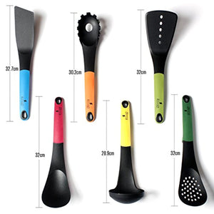 Prime Kit de 6 Ustensiles de Cuisine de Silicone - avec Un Porte Couverts Rotatif - (Couleurs Variées - Porte Pouverts Rotatif Standard)