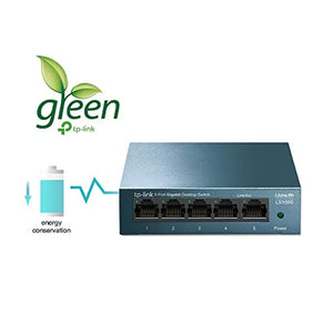 TP-Link Switch Ethernet Gigabit 5 ports RJ45 metallique 10/100/1000 Mbps (Vitesse jusqu'à 2000Mbps), Idéal pour étendre le réseau câblé pour les PME et les bureaux à domicile,Bleu,  LS105G