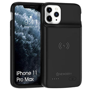 NEWDERY Coque Batterie pour iPhone 11 Pro Max (5000mAh) Coque Chargeur Portable Chargeur Batterie (Supporte Le Chargement sans Fil) pour iPhone 11 Pro Max