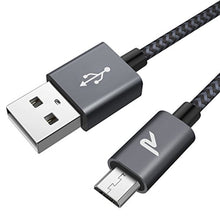 Charger l&#39;image dans la galerie, RAMPOW Câble Micro USB 2m Charge Rapide 2.4A -Câble USB en Nylon Tressé pour Samsung, Huawei, LG, Sony, HTC, Nexus, Xiaomi Redmi Note 5 6 Pro, Wiko Lenny Jerry 2 3, etc - Gris Foncé