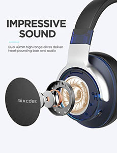 Mixcder E7 Casque Bluetooth à Réduction Active de Bruit Over-Ear Audio Stéréo Écouteurs Circum Auriculaire ANC sans Fil avec Micro Basses Puissantes, Léger, 20h de Jeu, pour PC Smartphone TV - Noir