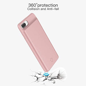 HiKiNS Coque Batterie pour iPhone 6/6s/7/8, 5000mAh Chargeur Portable Batterie Externe Rechargeable Puissante Power Bank Coque Batterie pour iPhone 6/6s/7/8 - Rosegold