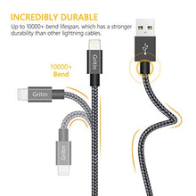 Charger l&#39;image dans la galerie, Gritin Câble iPhone [MFI Certifié Apple], 2M Câble Lightning vers en Nylon Tressé Charge Rapide Synchro Chargeur iPhone pour iPhone 11/11 Pro/X/XS/XR/SE/8/8 Plus/7/7 Plus/6s/6s Plus, etc