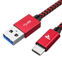 Charger l&#39;image dans la galerie, RAMPOW Câble USB Type C à USB 3.0 [2m/6.5ft] --Câble USB C Nylon Tressé en Fibre Charge/Synchro Ultime Rapide - Chargeur USB C avec Connecteur Ultra Résistant - Rouge et Noir