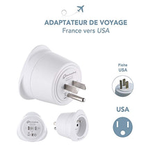 Charger l&#39;image dans la galerie, Electraline 70054 Adaptateur de voyage France/Europe vers Usa 2 Broches Europe vers 3 Broches Usa,  , Blanc