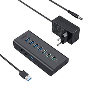 AUKEY Multiprise USB 3.0 7 Ports ( 4 USB 3.0 + 3 Charge 2,4A ) Super rapide avec Adaptateur alimentation 36W compatible Windows XP / Vista / 7 / 8 / 10 , Mac