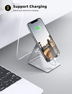 Lamicall Support Téléphone, Dock Téléphone : Support Dock pour Phone XS XS Max XR X 8 7 6 6S Plus 5 4, Huawei, Samsung S9 S8 S7 S6 S5 S4 S3, Accessoires, d'autres Smartphones Aluminium - Argenté