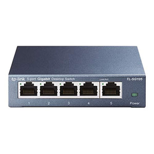 TP-Link Switch Ethernet Gigabit 5 RJ45 ports metallique 10/100/1000 Mbps (Vitesse jusqu'à 2000Mbps), idéal pour étendre le réseau câblé pour les PME et les bureaux à domicile, TL-SG105