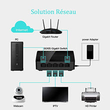 Charger l&#39;image dans la galerie, Tenda SG105 Switch 5 Ports Gigabit Plastique 10/100/1000 mbps (Ports RJ45, Hub RJ45, Auto MDI/MDIX, Plug and Play, Aucune Configuration) pour Maison ou Bureau